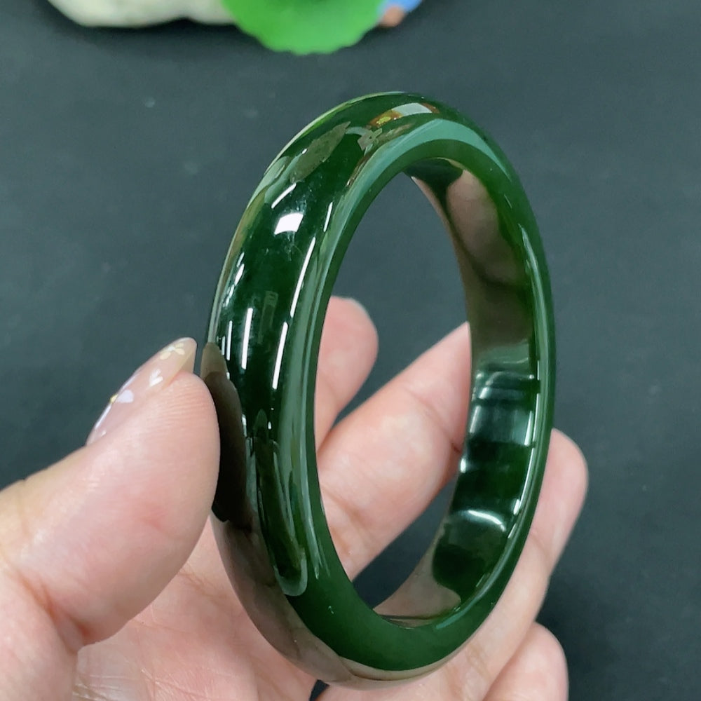 Hetian Jade Jasper Round Bracelet . | Huiliu Certified