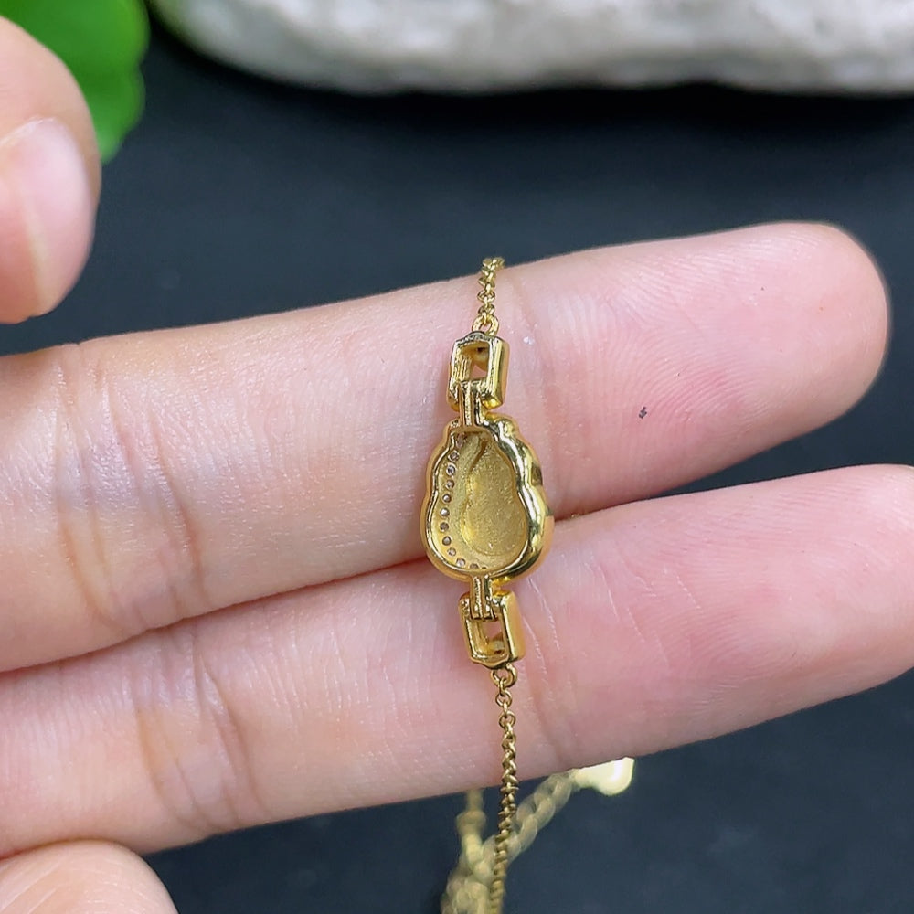 Jadeite Bracelet 18K Gold with Diamond Accents