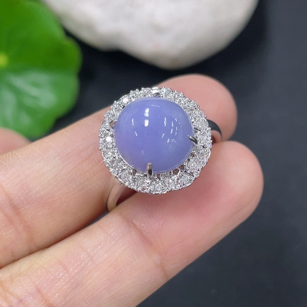Jadeite Ring with 18k Gold and Diamond Accents, Size 14, Total Weight Approximately 5.68g