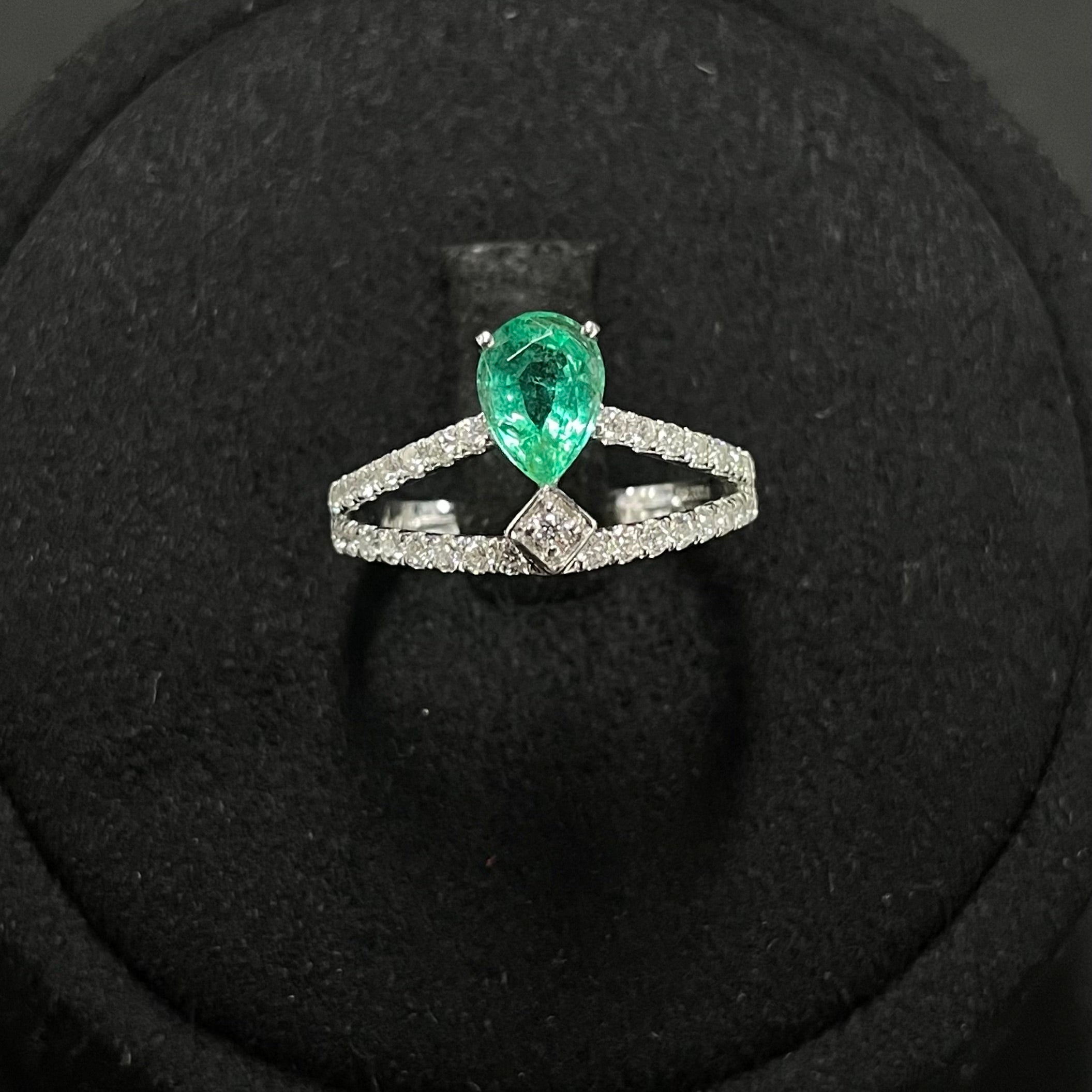 Emerald Ring in 18K Gold, Size 12, Total Weight Approx. 2.53g, Clarity Enhanced, Accented with Diamonds