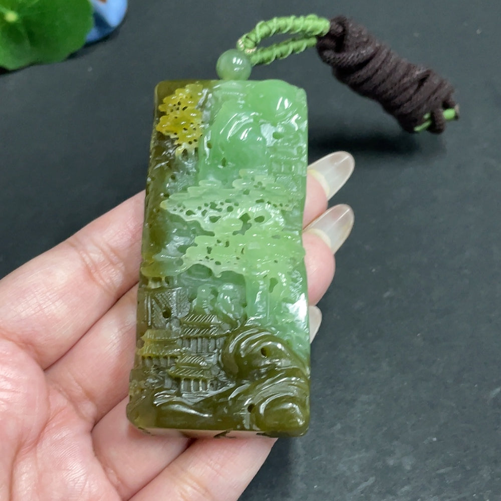 Hetian Jade Pendant - Landscape Plaque