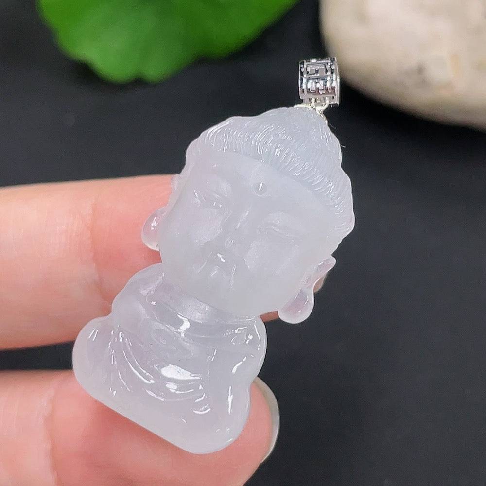 Huiliu HQ Jadeite Guanyin pendant featuring a carved jade figure, displayed against a neutral background.