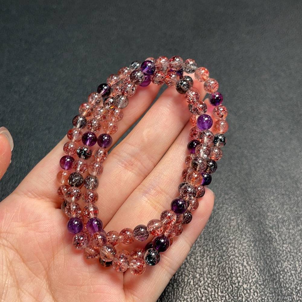 Huiliu Crystal Bead Necklace featuring 5.3mm gemstone beads, natural and transparent, strung on a delicate necklace.