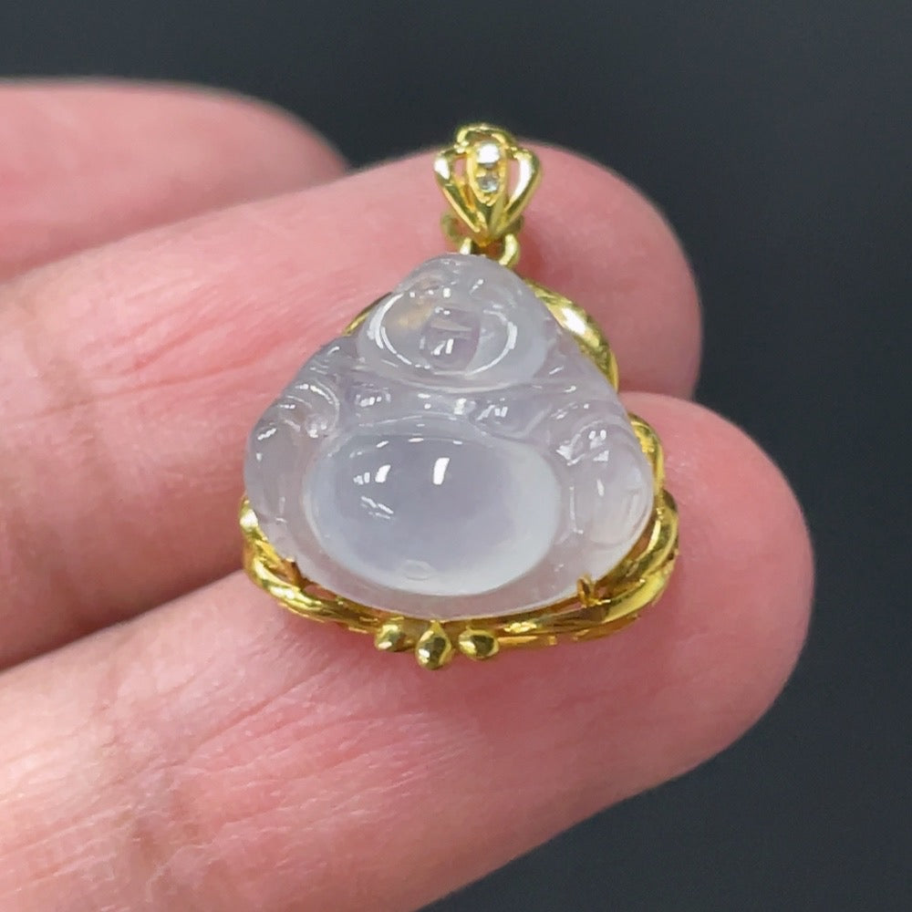 JadeiteBuddha Pendant with 18K Gold Setting, Total Weight Approx. 1.78g
