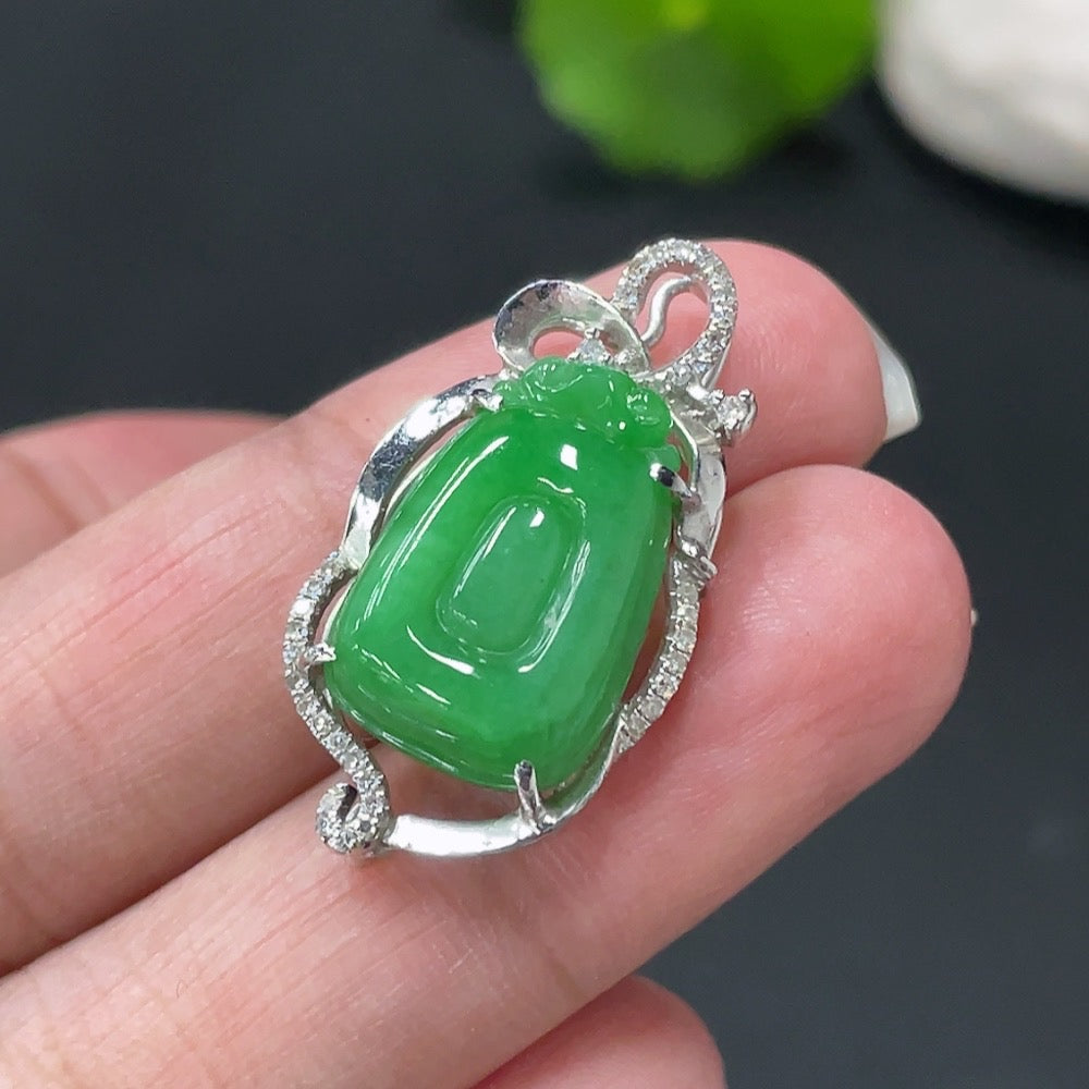 Jadeite Blessing Shell Inlaid Pendant Inlaid Approximately | Huiliu Certified
