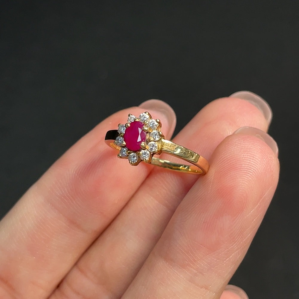 Ruby Inlaid Ring 14k GoldNon-Diamond