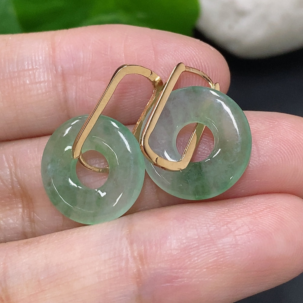 Jadeite Inlaid Earrings 18K Gold