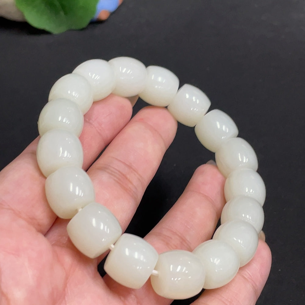 Hetian Jade Bracelet, Approx. 12.9 mm, Total Weight Approx. 64.2g