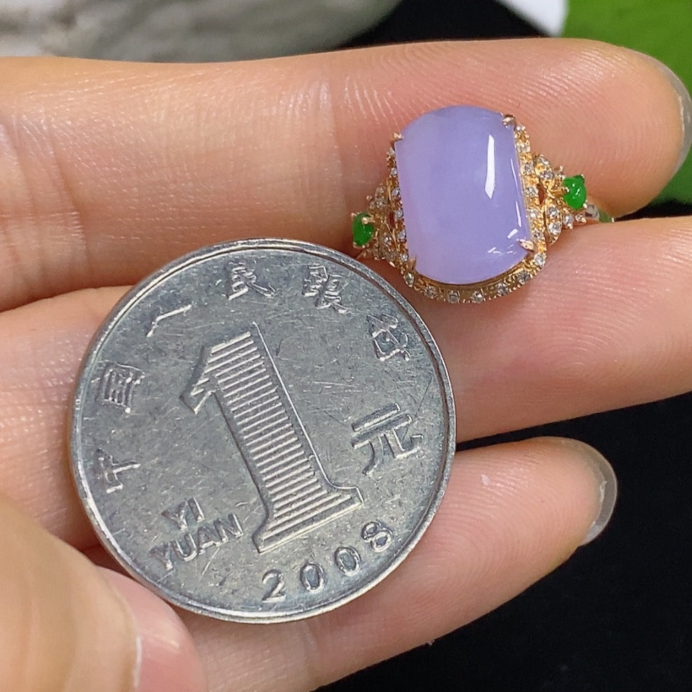 Jadeite plain pendant ring with 18K diamond accents, featuring a smooth jadeite stone and sparkling diamond details.