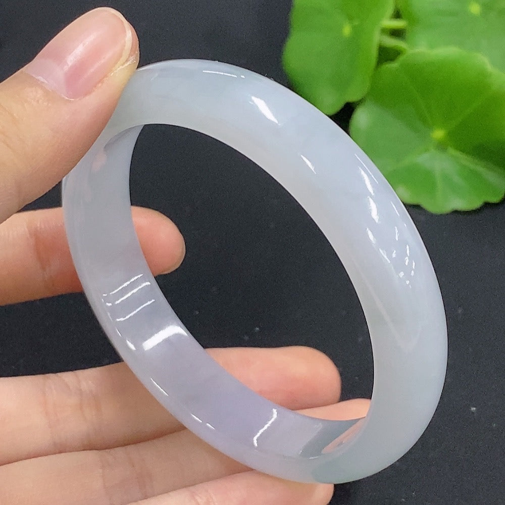 HKHQ jadeite round bangle, size 54.8, weighing 42.3g, featuring smooth, polished jadeite surface in a circular bracelet design.