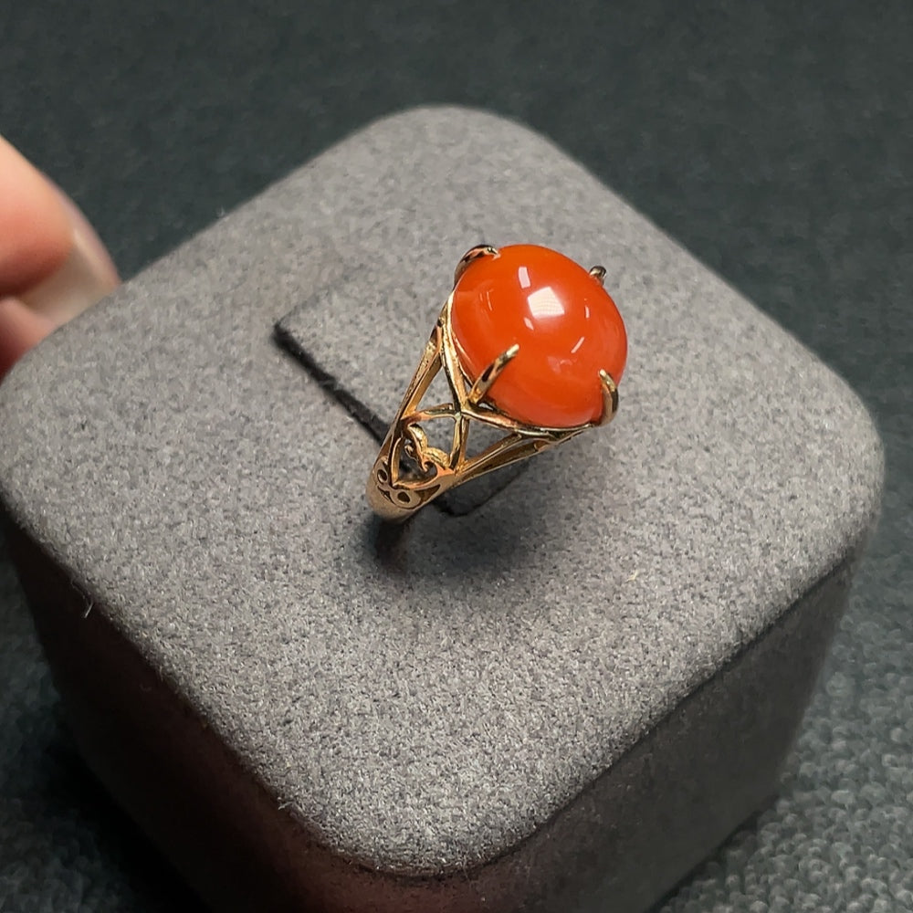 南紅瑪瑙リング 18Kゴールド 総重量約3.0g サイズ10