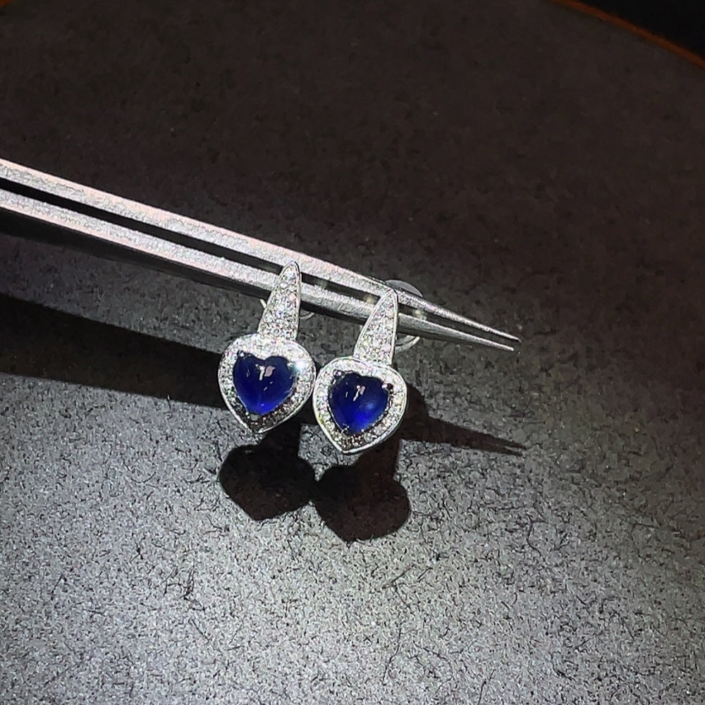 Sapphire earrings with diamond accents, total product weight approximately | Huiliu Certified