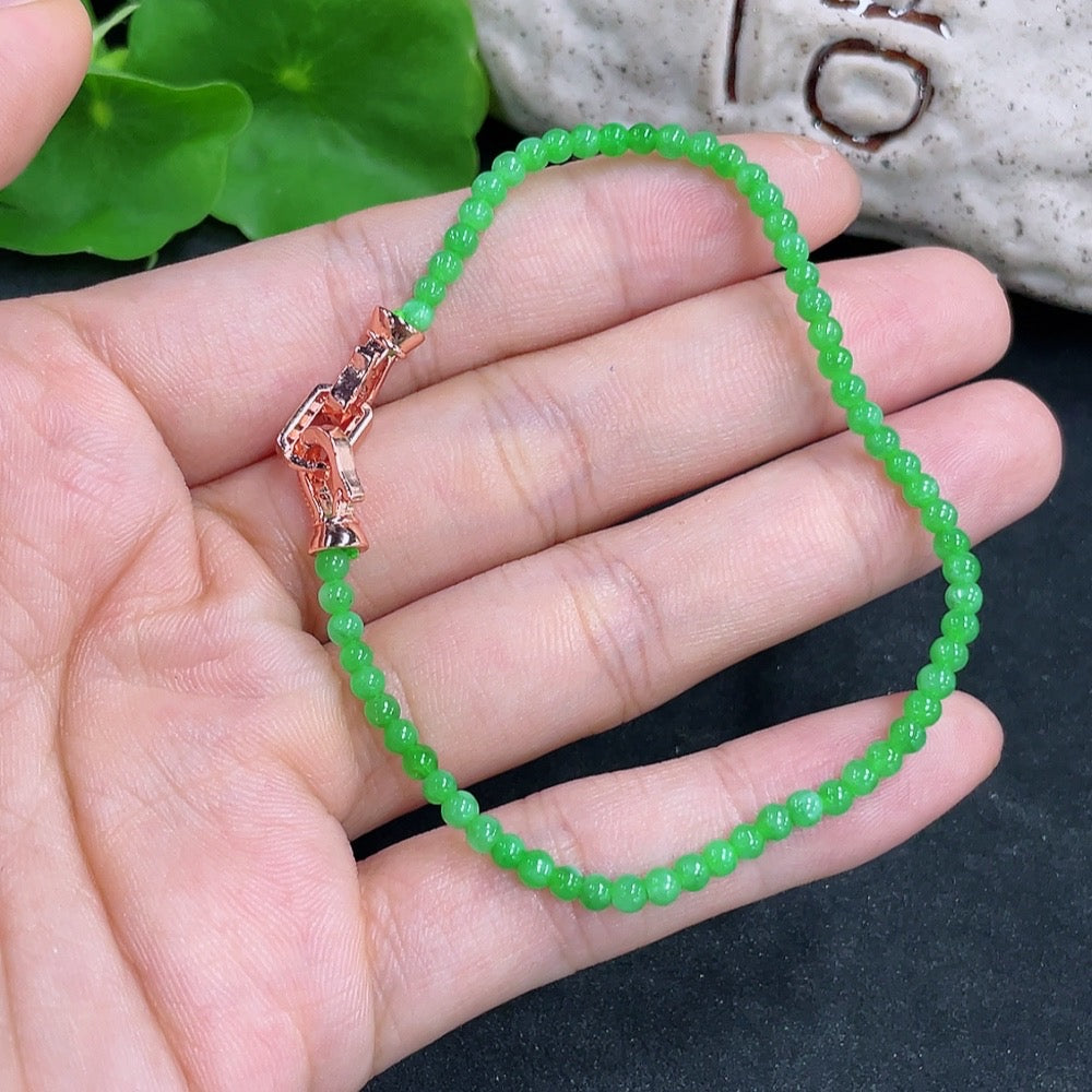 Jadeite Beads Bracelet Approx. 2.8mm Non-Gold Inlaid