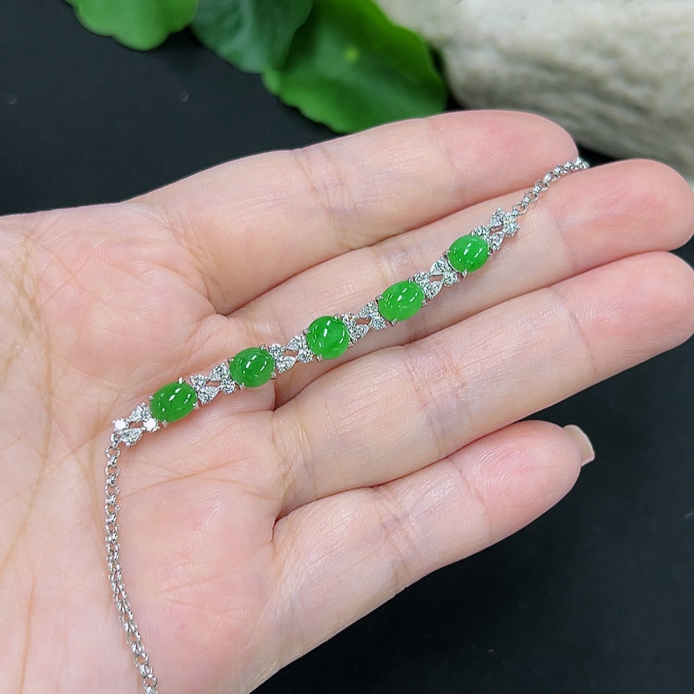 Jadeite Inlaid Bracelet 18K Gold (Non-Diamond)