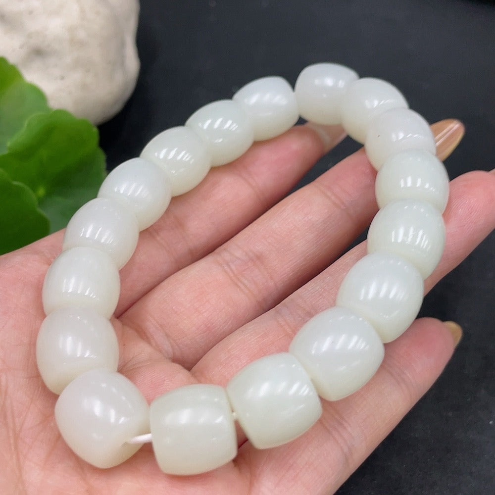 Hetian Jade Bracelet, . 12.9mm, . | Huiliu Certified