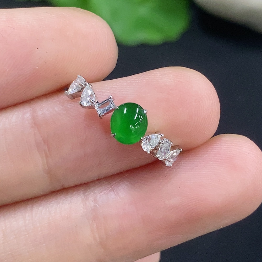 Jadeite Cabochon Ring 18k No Diamond Size 12 Total Weight Approx. 1g