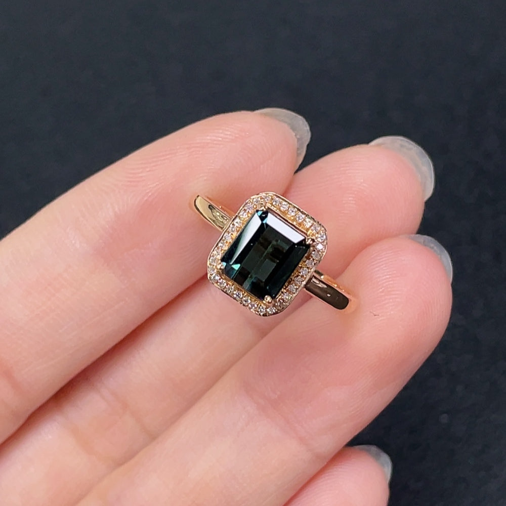 Tourmaline Ring 18k Gold with Diamond Accent