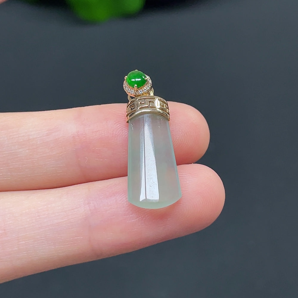 Jadeite Plain Pendant with 18k Diamond Accents