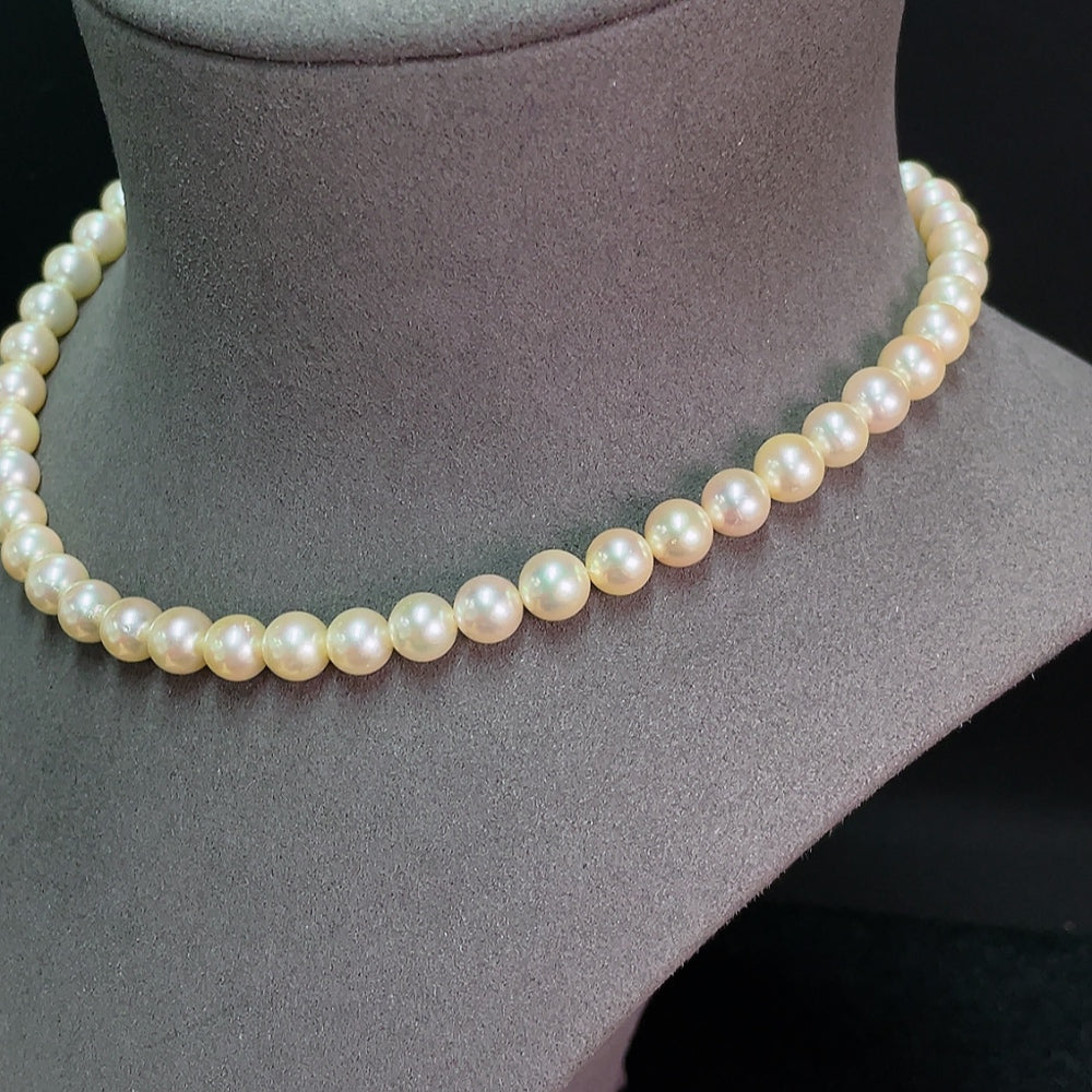 Seawater pearl bead necklace, non-gold, color origin undetermined, total weight approximately 34.32g, size about 7.5mm