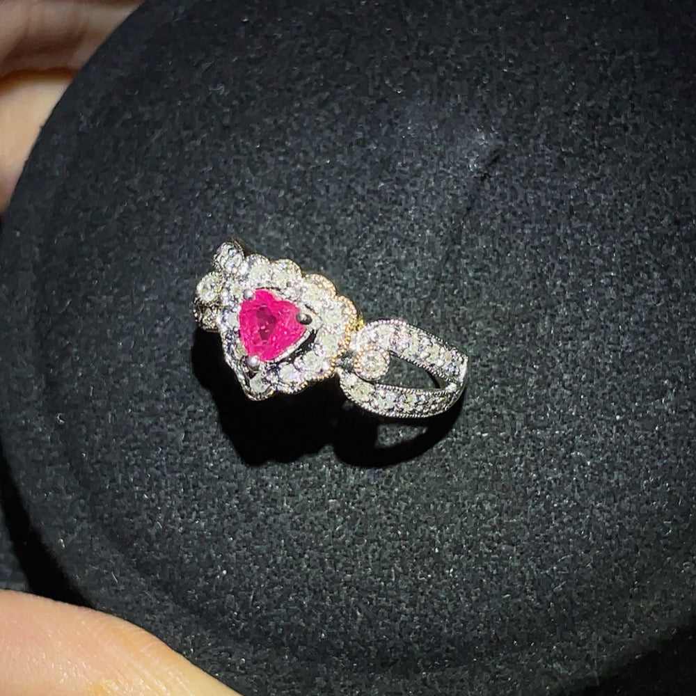 Ruby Inlaid Ring, 18k Gold, Diamond Accents