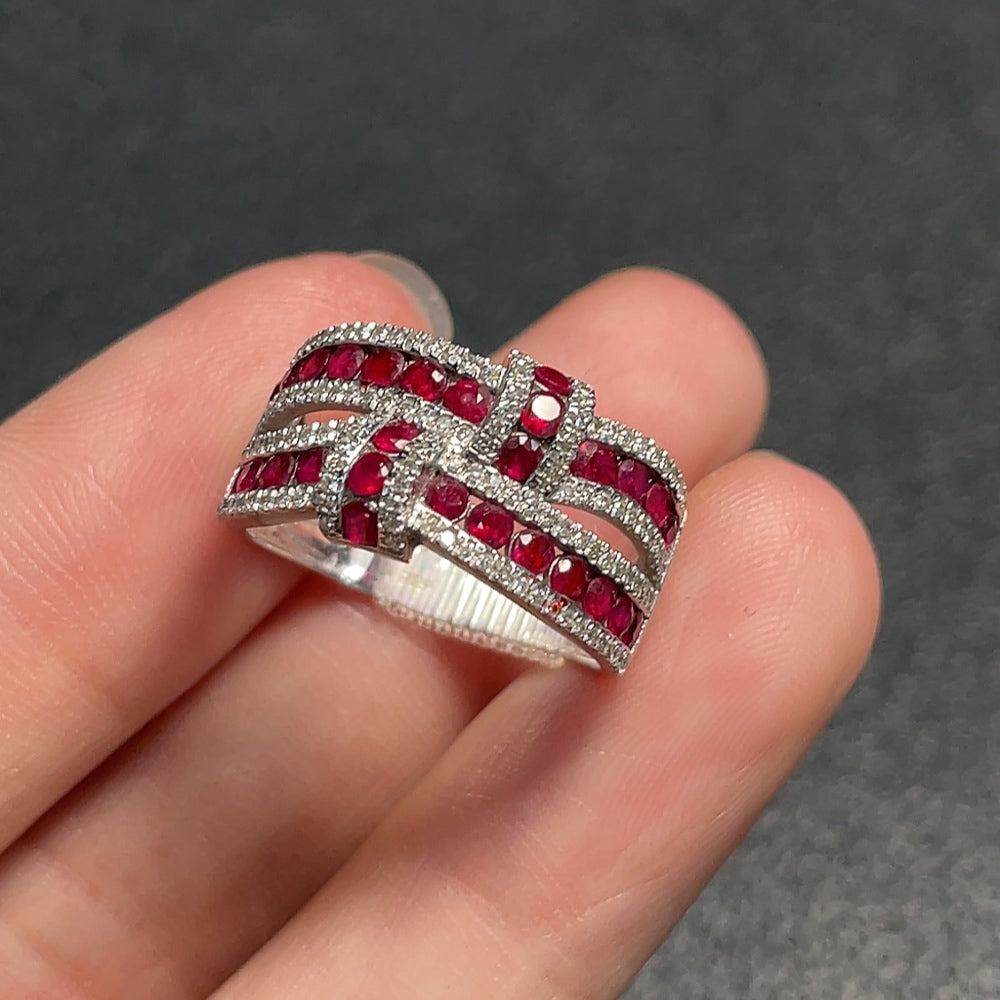Ruby ring with filling and diamond accents, approximately | Huiliu Certified