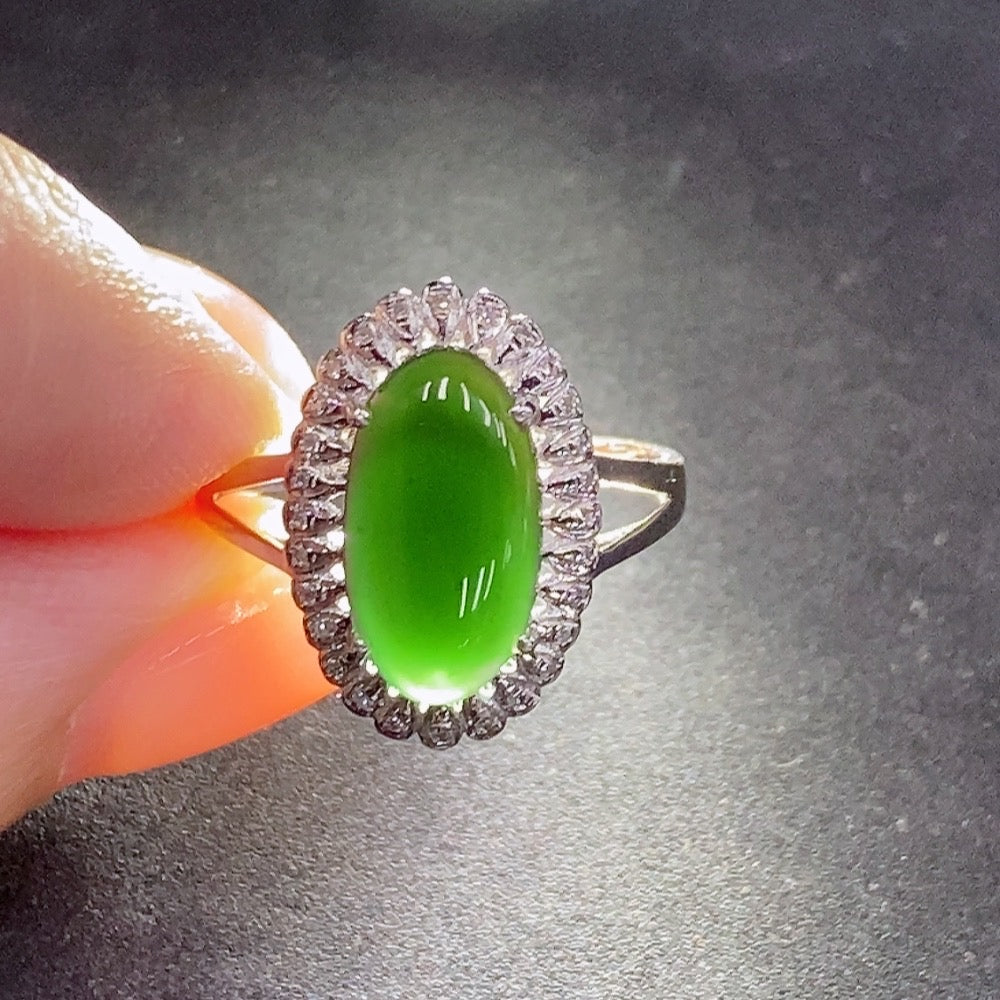 Jadeite Inlaid Ring No Mark Surface Non-Diamond . | Huiliu Certified