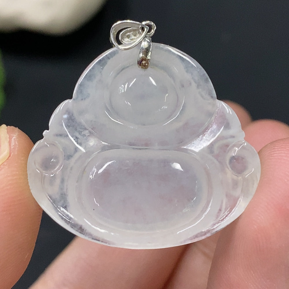 Jadeite Pendant Total Weight Approx. 6.72g Buddha Pendant with 18K Bail