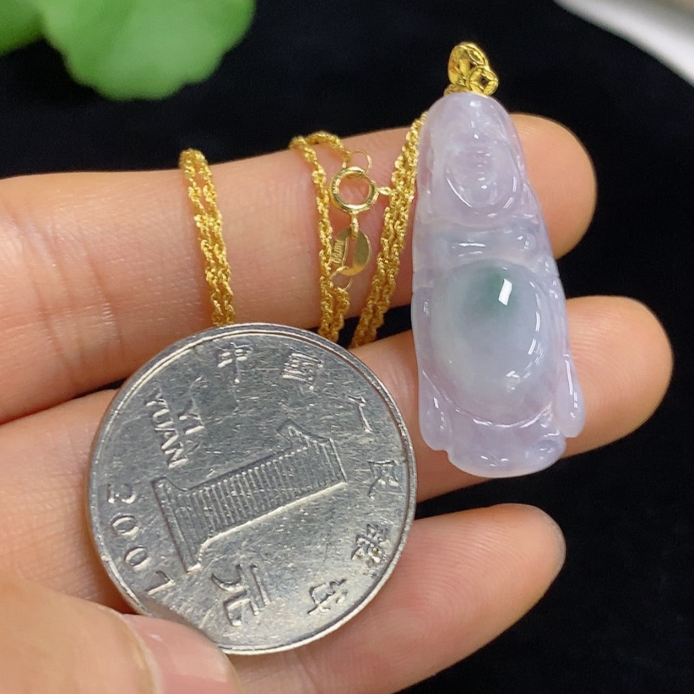 Jadeite Buddha Pendant 18k Total Weight Approx. 3.54g (Incl. Chain)
