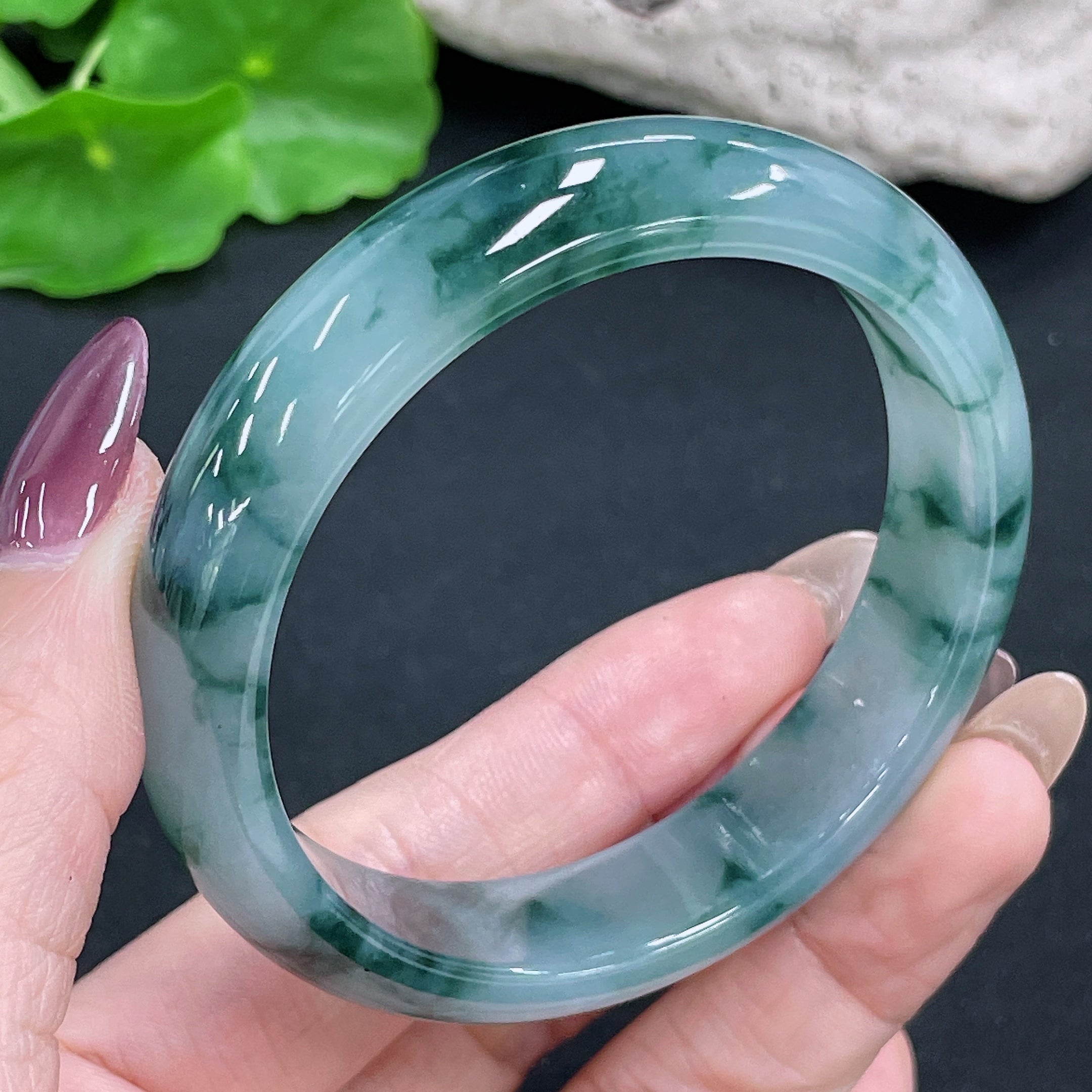 Jadeite Round Bracelet, Total Weight Approx. 51.95g, Size 55.7
