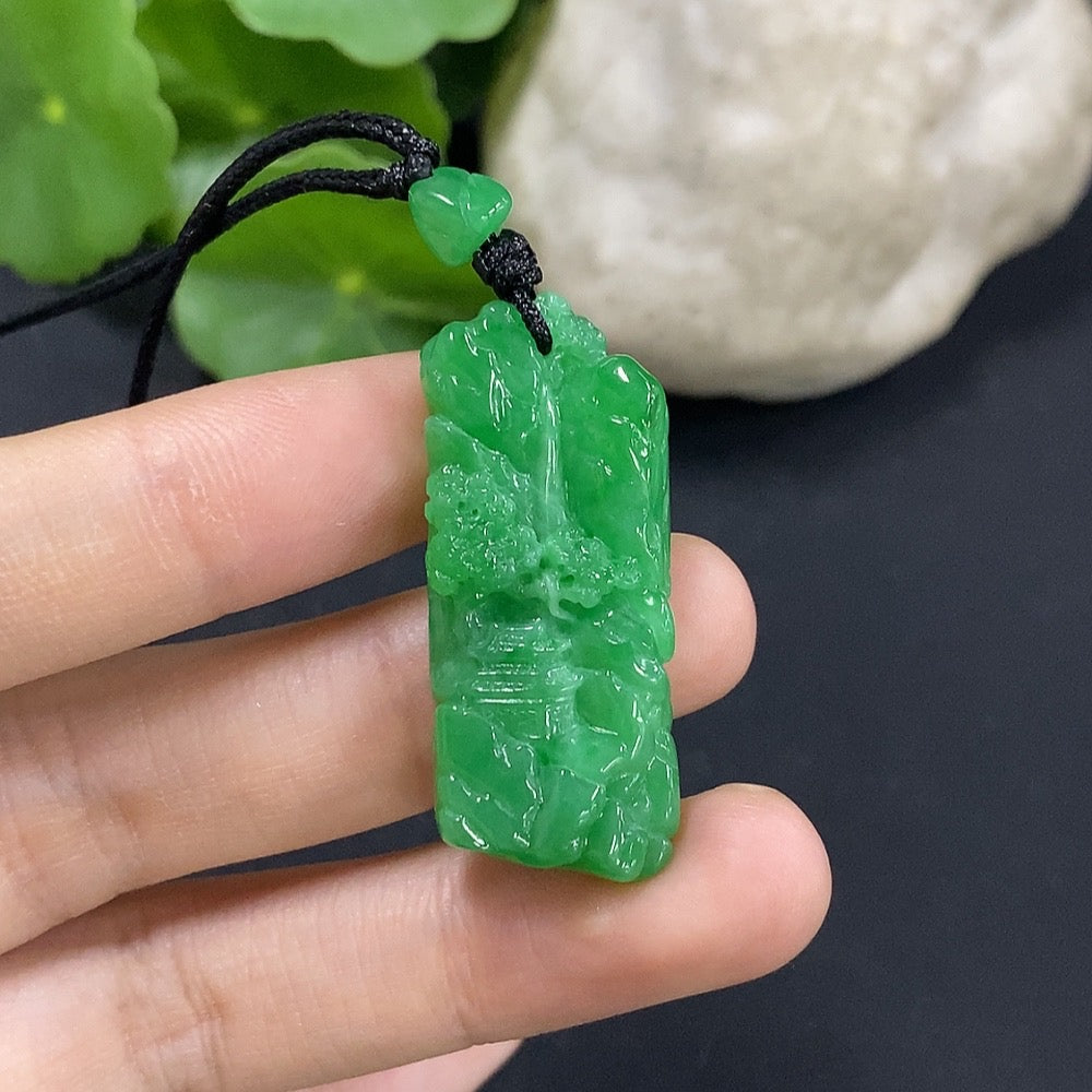 Jadeite Landscape Pendant . | Huiliu Certified