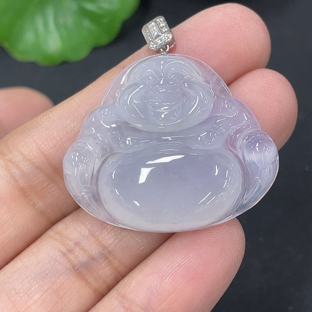 Jadeite Pendant Buddha in 18K Gold with Non-Diamond (too small to confirm natural origin) Total Weight Approx. 7.23g