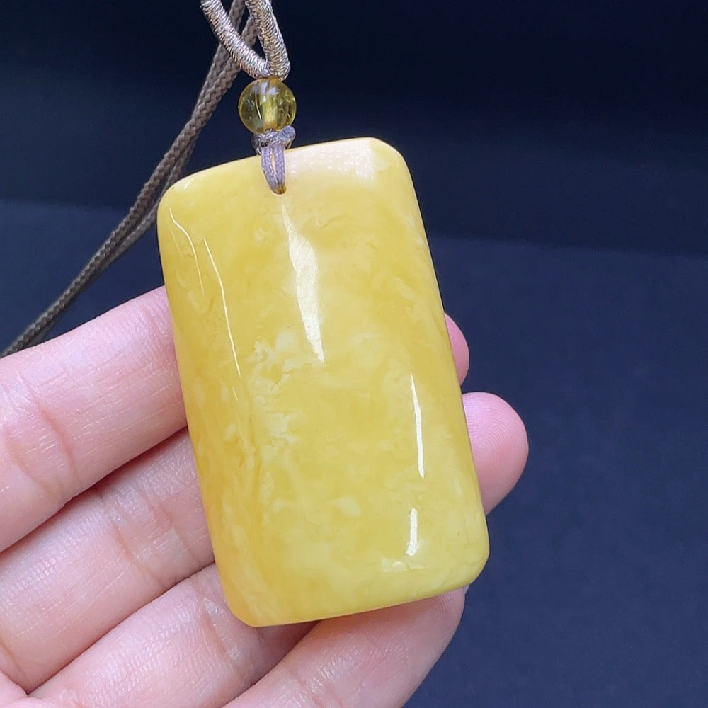 Amber Beeswax Pendant (Total weight including cord: approx. 20.79g)