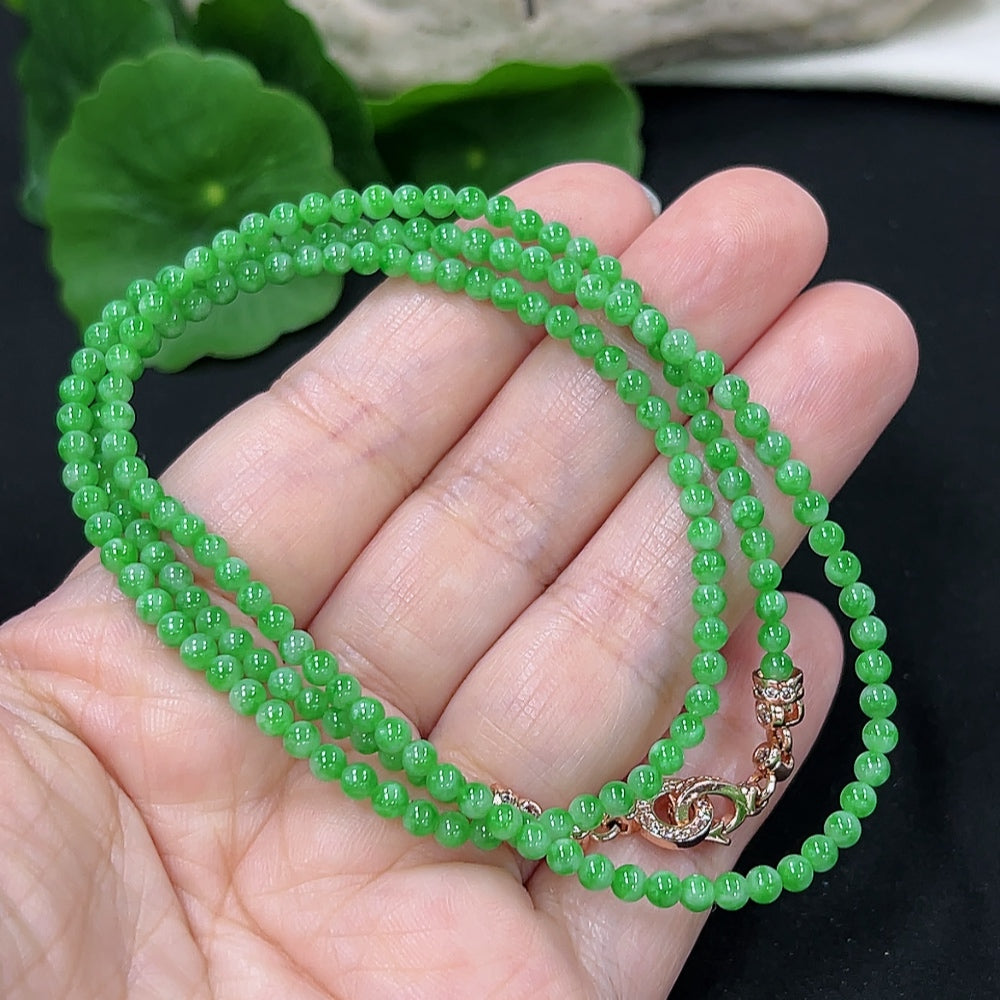 Jadeite Bead Necklace Approx. 3.2mm (Non-Gold Inlaid)