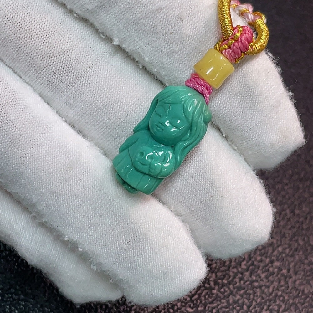 Turquoise Pendant (Color Origin Undetermined) Total Weight Approx. 5.94g (Including String)