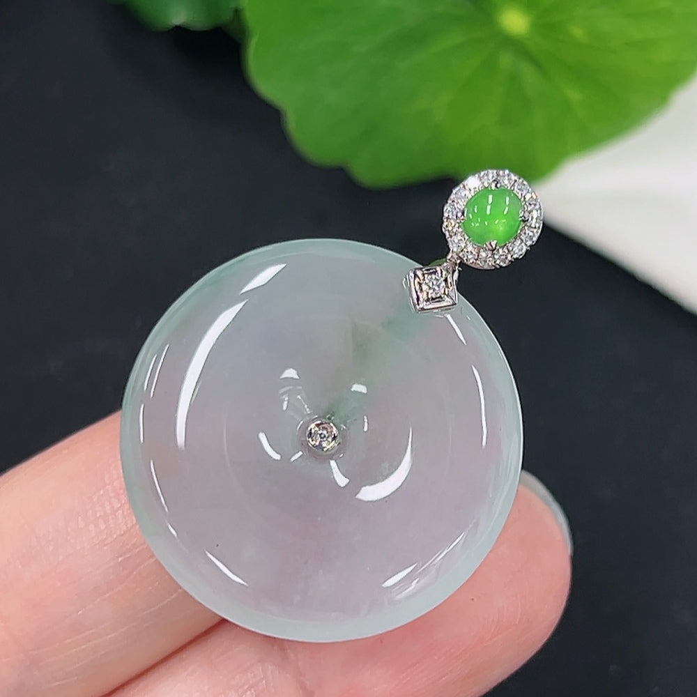 Jadeite Safety Buckle Pendant 18K Gold Total Weight Approx. 8.1g (With Diamond Accents)