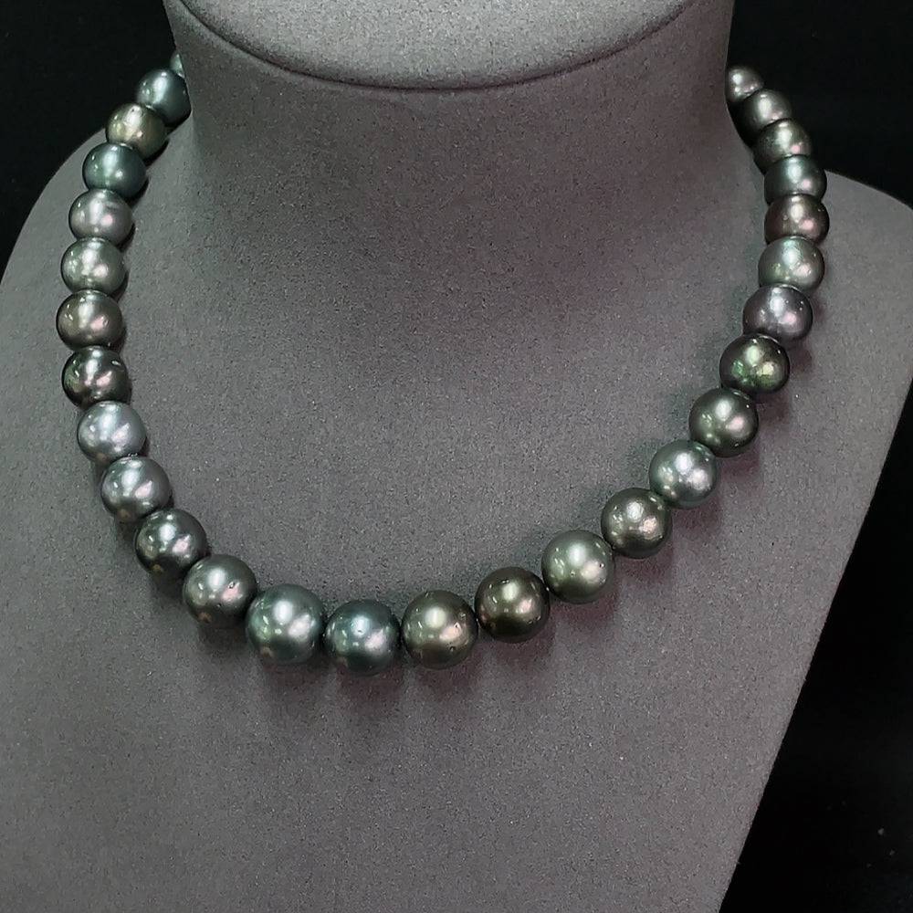HUILIU HQ seawater pearl necklace with 80.1g weight, 11.1-13.4mm pearls, non-gold, elegant jewelry piece.