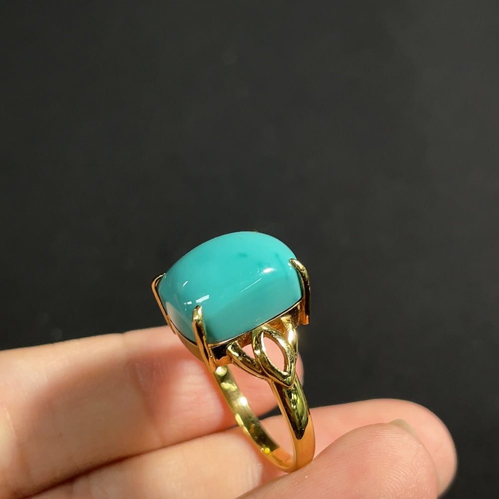Turquoise Ring 18k Gold Total Weight Approx. 5.17g Size 16