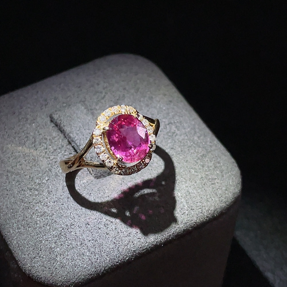 18K sapphire and diamond accent ring by HUILIU HQ, size 14, featuring a vibrant sapphire gemstone with elegant diamond details.