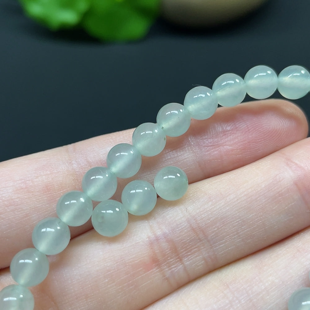 Jadeite Bracelet Total Weight Approx.12.44g Beads Size 5.5mm AU99% Hollow Gold Accessories Fragile