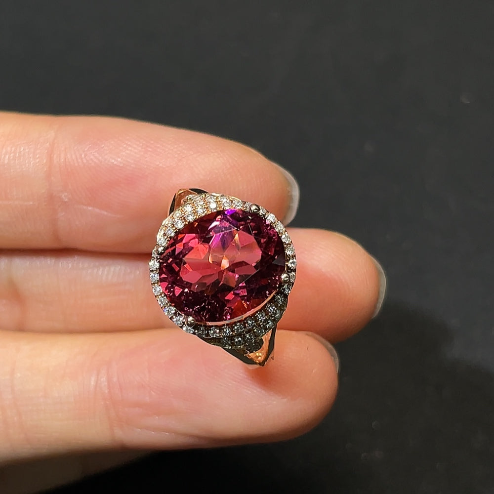 18K Gold Tourmaline Ring with Diamond Accents