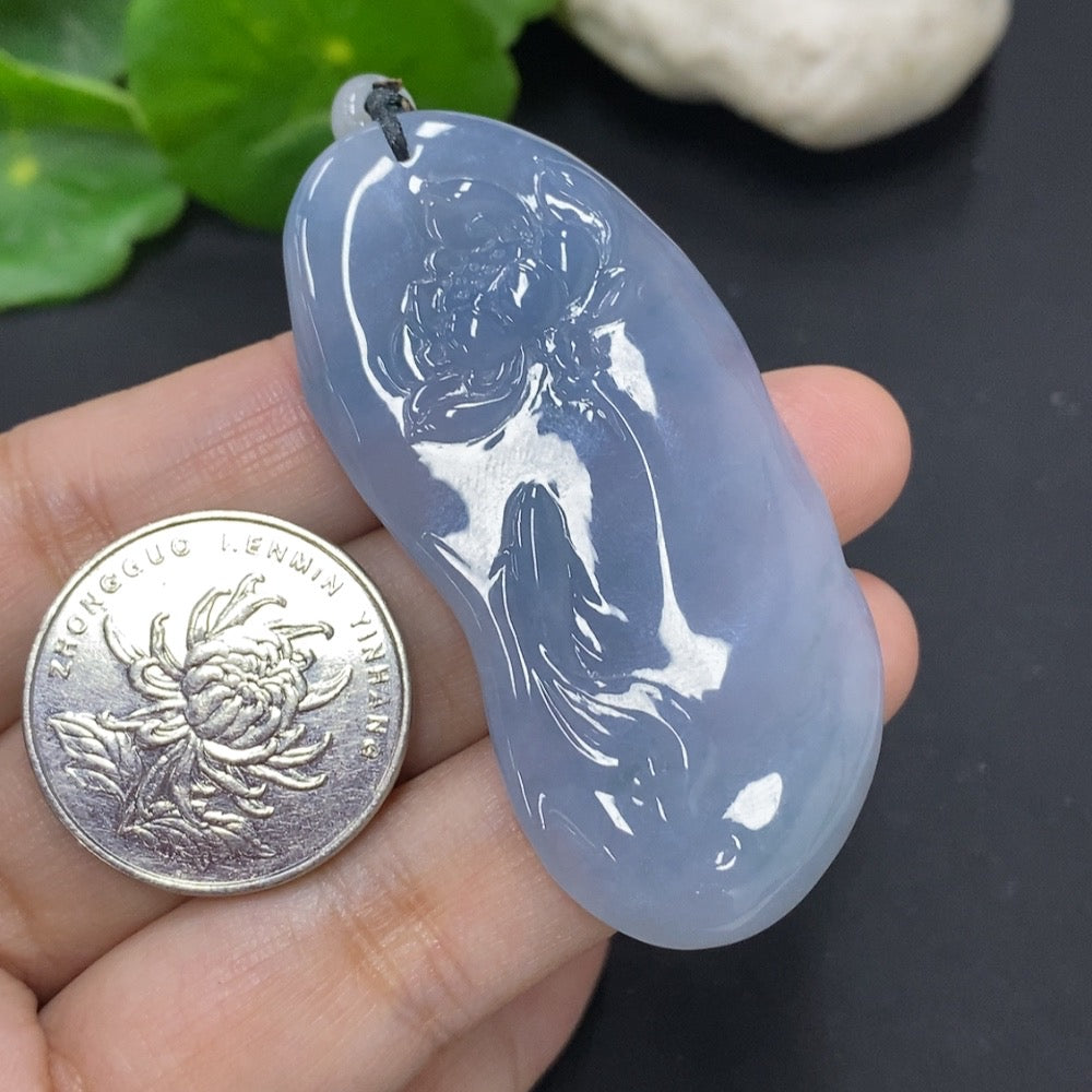 Jadeite Auspicious Fish Pendant Total Weight Approx. 24.8g (including rope weight)