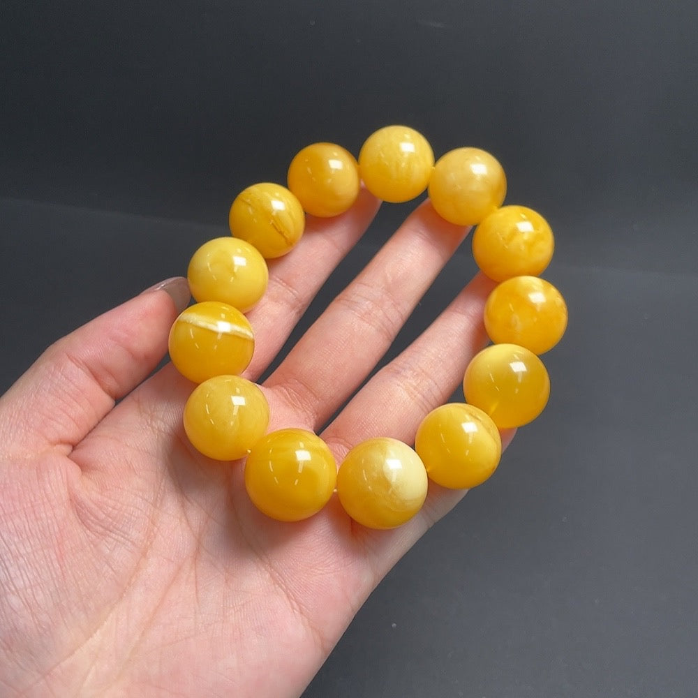 Amber Beeswax Bracelet, . 18.5mm, . | Huiliu Certified
