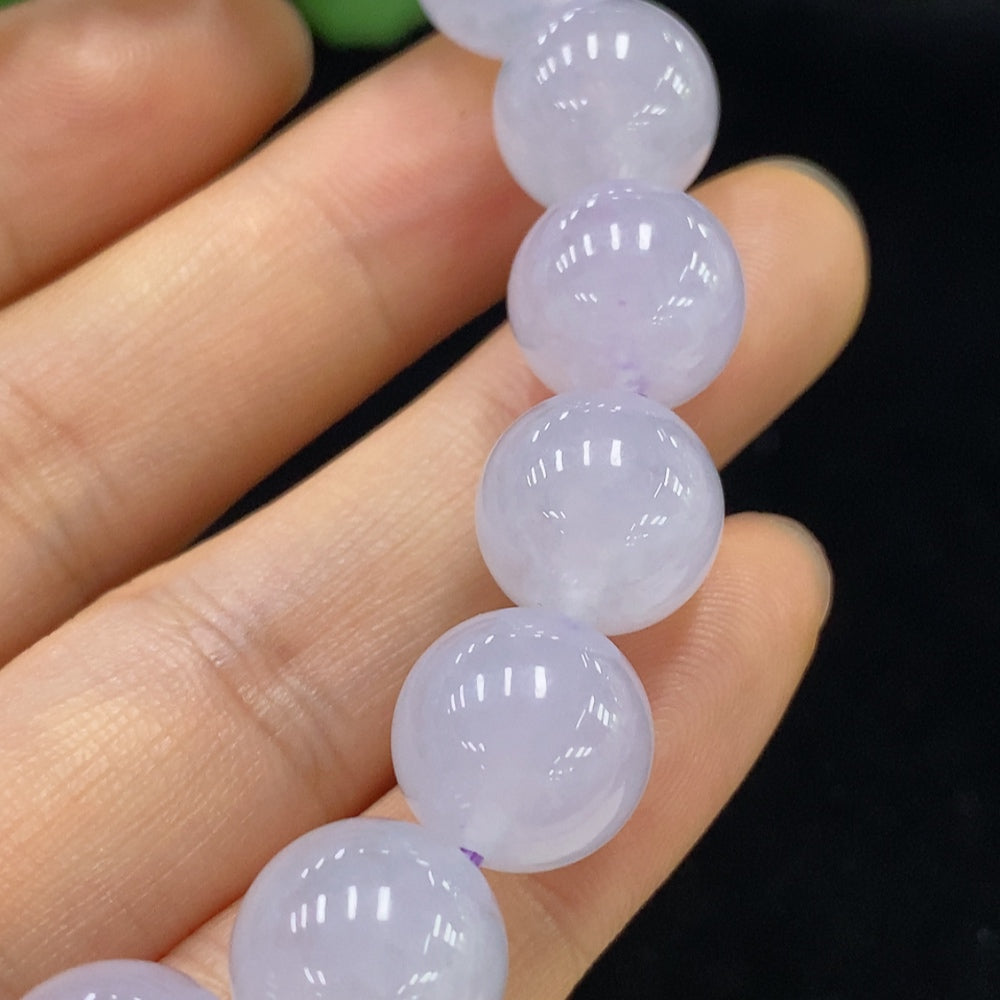 HUILIU HQ jadeite bracelet with 12mm round jade stones, total weight approximately 46.3g, showcasing smooth, polished green jade beads.