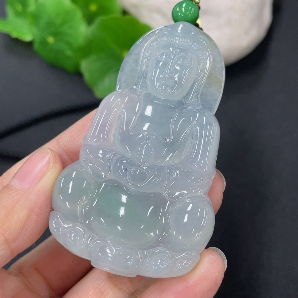 Jadeite Guanyin Pendant Total Weight Including Rope Approx. 31.4g