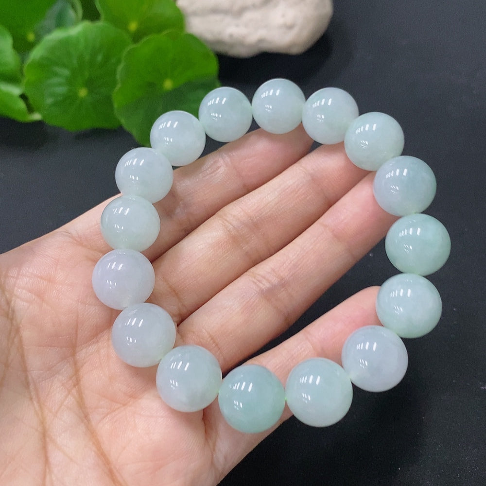 Jadeite Beads Bracelet 12.5mm | Huiliu Certified