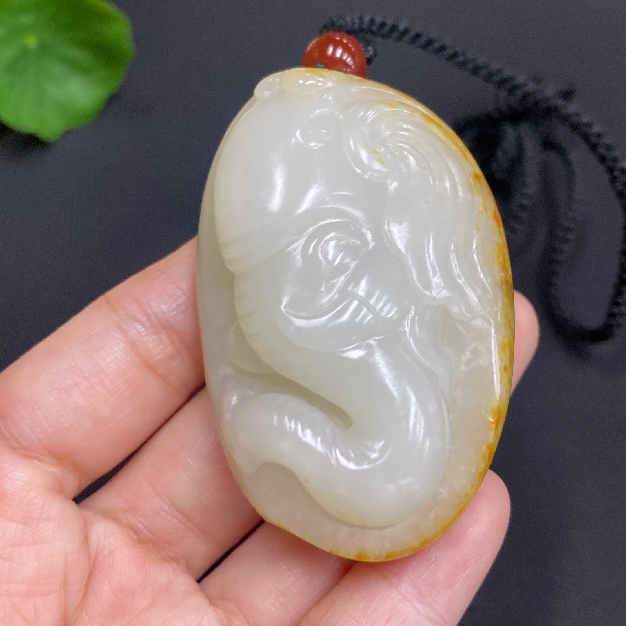 Hetian Jade Pendant Auspicious Undetermined Skin Color Formation Total Weight (Including Rope) Approx. 85.7g