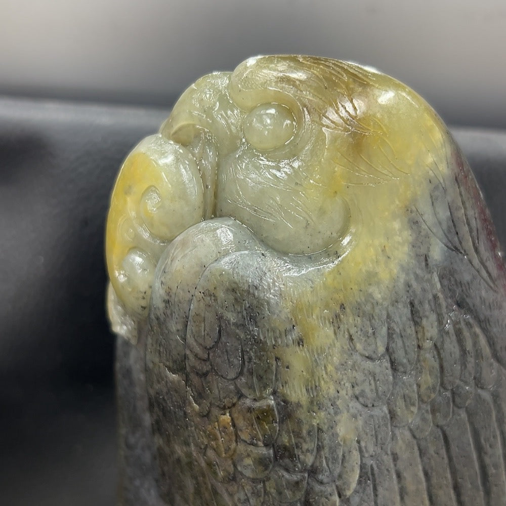 Hetian Jade Ornament Eagle Undetermined Skin Color Cause Containing Other Mineral Components Total Weight Approximately 2.26kg