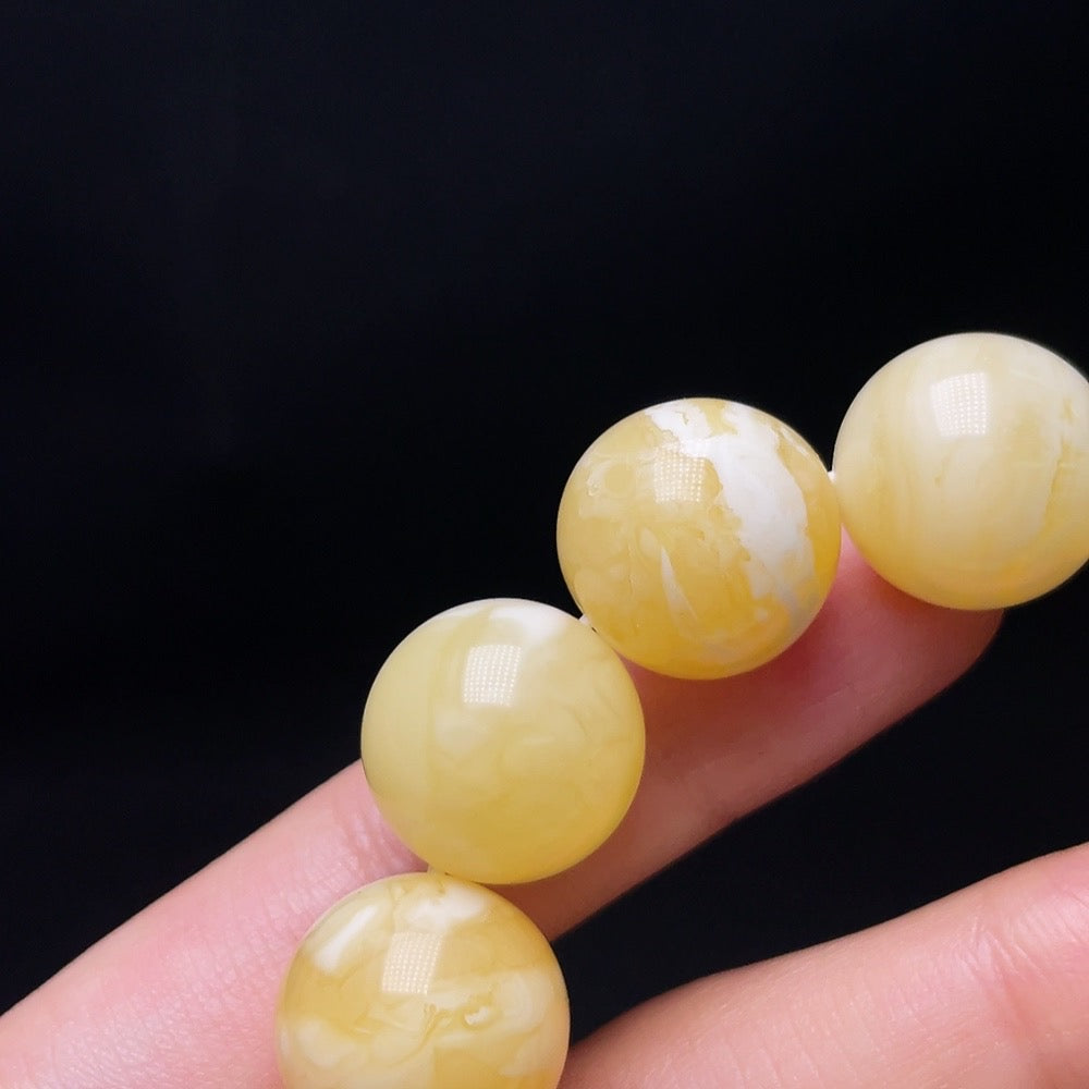 Amber Beeswax Bead Bracelet with Non-Natural/Non-Metal Accents, ., Bead mm | Huiliu Certified