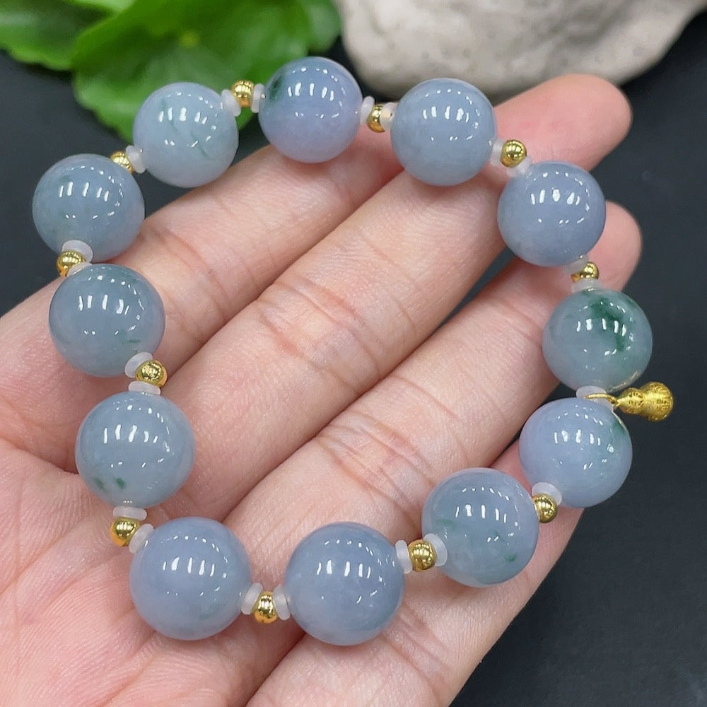 Jadeite Bracelet K mm approx. with 18K Gold Accessories Total Weight about 29.8511.2g