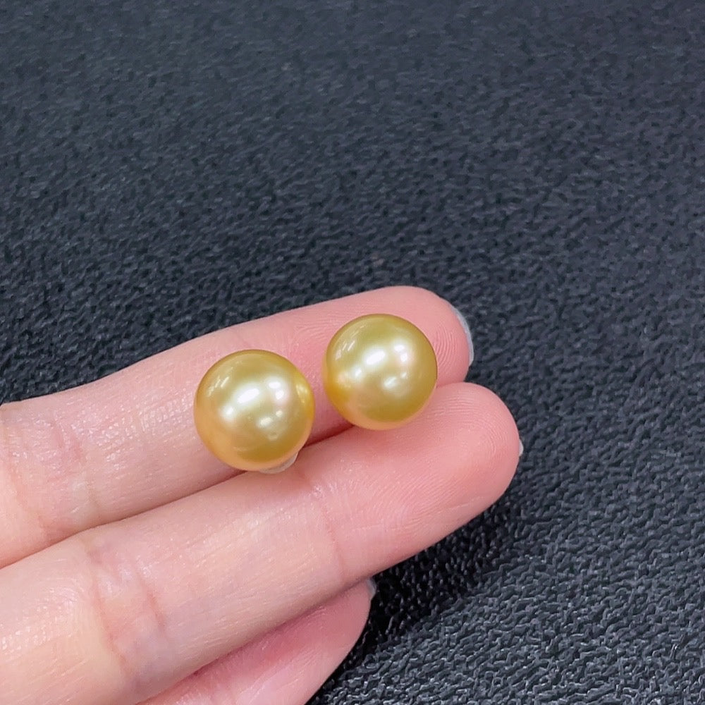 Seawater Pearl Earrings, Color Origin Undetermined, ., Size . 10.3mm | Huiliu Certified